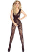 Hollow-out Pattern Open Crotch Seamless Bodystocking